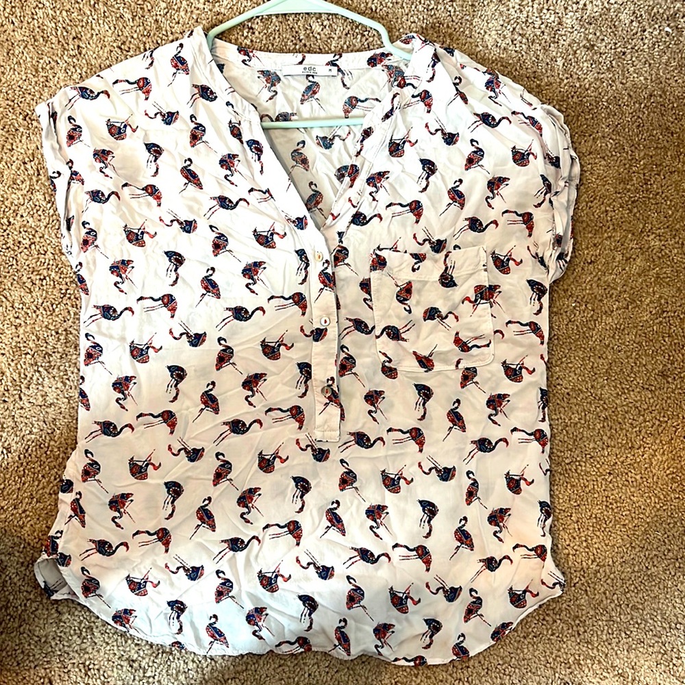 Flamingo pattern blouse size M